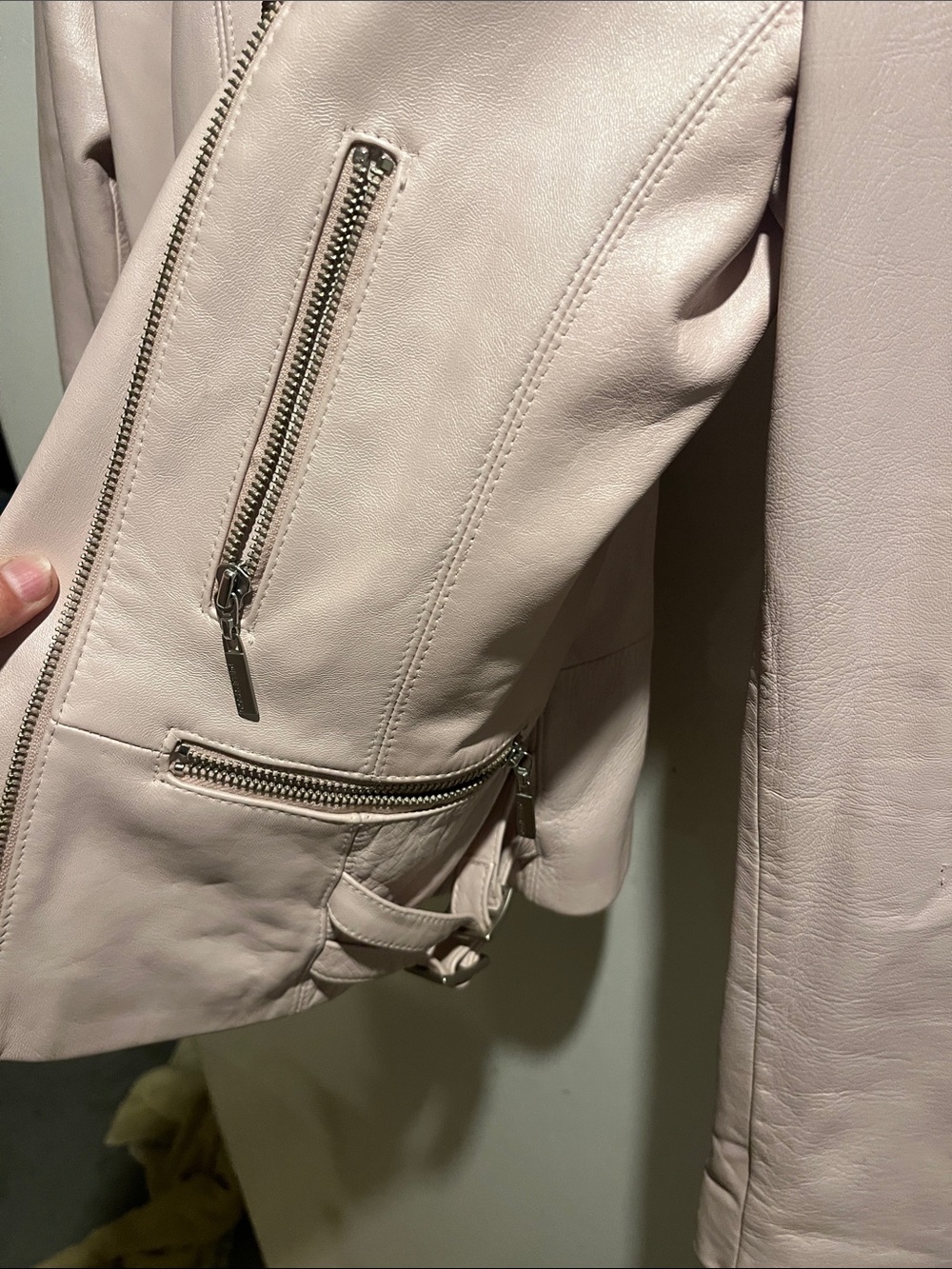 Wilsons Leather Women's Soft Pink Leather Moto Jacket - Picture 5 of 6